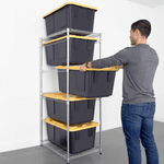 SafeRacks Storage Bin Rack with Yellow Lid Bins (Zinc)-WS-BR27-Z5-BY5PK-Combo-Garage Giant 