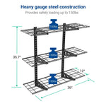 Fleximounts 3-Tier 1' x 3' Adjustable Wall Shelves-FLX-WS13B-BLK-Garage Giant 
