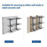Fleximounts 3-Tier 1' x 3' Adjustable Wall Shelves-FLX-WS13B-BLK-Garage Giant 
