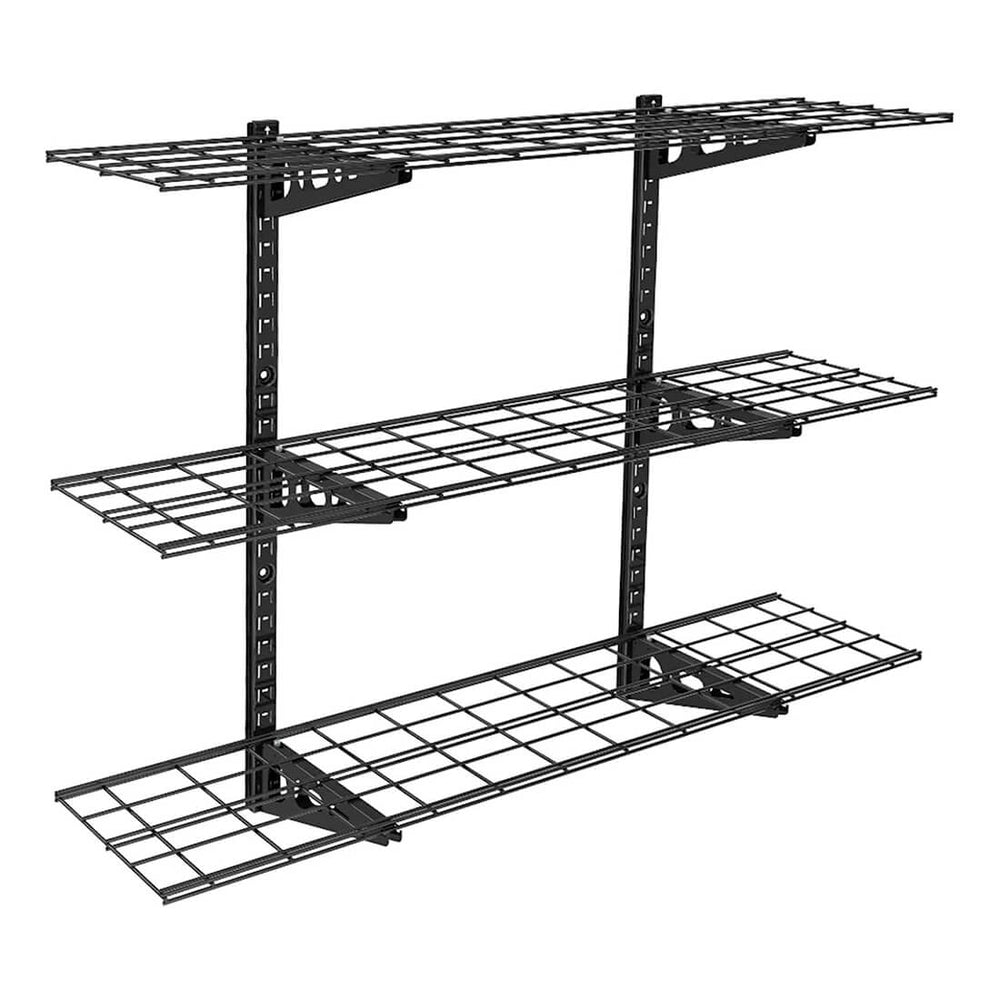 Fleximounts 3-Tier 1' x 4' Adjustable Wall Shelves-FLX-WS14B-BLK-Garage Giant