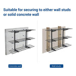 Fleximounts 3-Tier 1' x 4' Adjustable Wall Shelves-FLX-WS14B-BLK-Garage Giant 