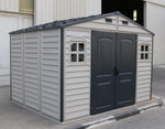 DuraMax WoodSide Plus 10.5' x 8' Vinyl Shed with Foundation Kit 