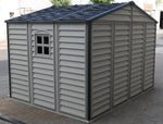 DuraMax WoodSide Plus 10.5' x 8' Vinyl Shed with Foundation Kit 