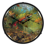 Collectable Sign and Clock American Beauties Trout Backlit Wall Clock-WWMS1208396-Garage Giant 