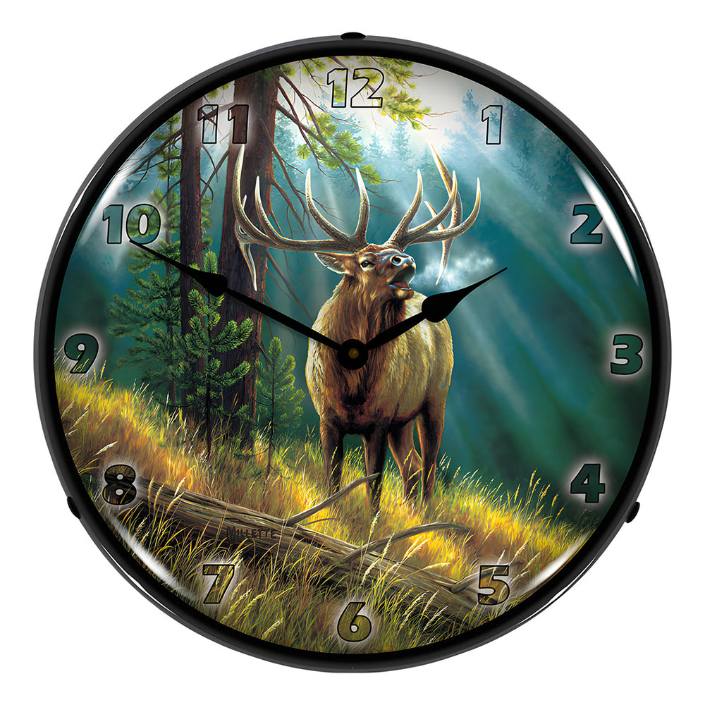 Collectable Sign and Clock Calling All Challengers Elk Backlit Wall Clock-WWRM1208391-Garage Giant
