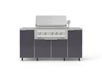 NewAge Outdoor Kitchens Outdoor Grill Island Aluminum 6-Piece Cabinet Set with Casters and 1 Door, Grill Cabinet, Platinum Grill, Countertops 