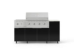 NewAge Outdoor Kitchens Outdoor Grill Island Aluminum 6-Piece Cabinet Set with Casters and 1-Door, Grill Cabinet, Performance Grill, Side Burner and Dekton in Aeris Countertop - (Liquid Propane) 