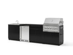 NewAge Outdoor Kitchens Aluminum 6-Piece Cabinet Set with Sink, Bar, Grill Cabinet, Platinum Grill, Countertop and Stainless Steel Door Fridge-73716-Garage Giant 