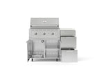 NewAge Outdoor Kitchens Outdoor Grill Island Stainless-Steel 4-Piece Cabinet Set with Casters and 3-Drawer, Grill Cabinet, Performance Grill and Dekton in Aeris Countertop - (Liquid Propane) 