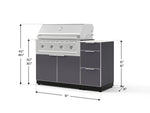 NewAge Outdoor Kitchens Outdoor Grill Island Aluminum 4-Piece Cabinet Set with 3-Drawer, Grill Cabinet, Performance Grill and Countertop - (Liquid Propane) 