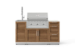 NewAge Outdoor Kitchens Outdoor Grill Island Stainless-Steel Louvered Doors 5-Piece Cabinet Set with Sink, 3 Drawer, Grill Cabinet, Performance Grill and Stainless Steel Countertop - (Natural Gas) 