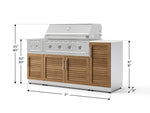 NewAge Outdoor Kitchens Outdoor Grill Island Stainless-Steel Louvered Doors 6-Piece Cabinet Set with 1-Door, Grill Cabinet, Performance Grill, Side Burner and Dekton in Aeris Countertop - (Natural Gas) 