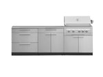 NewAge Outdoor Kitchens Stainless Steel 5-Piece Cabinet Set with 3 Drawer, 2-Door with Drawer, Grill Cabinet, Platinum Grill and Countertop-71130-Garage Giant 
