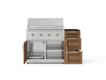 NewAge Outdoor Kitchens Outdoor Grill Island Stainless-Steel Louvered Doors 4-Piece Cabinet Set with 3-Drawer, Grill Cabinet, Performance Grill and Dekton in Sirius Countertop - (Natural Gas) 