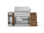 NewAge Outdoor Kitchens Outdoor Grill Island Stainless-Steel Louvered 5-Piece Cabinet Set with Sink, 3 Drawer, Grill Cabinet, Platinum Grill and Stainless Steel Countertop - (Liquid Propane) 