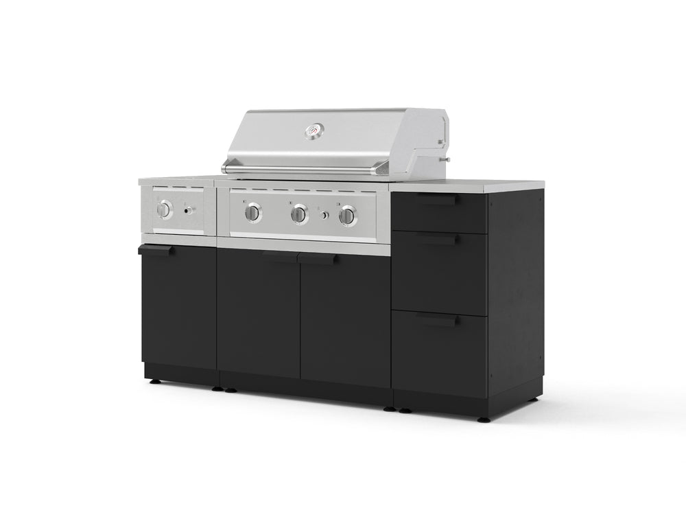 NewAge Outdoor Kitchens Outdoor Grill Island Stainless-Steel 6-Piece Cabinet Set with 3-Drawer, Grill Cabinet, Performance Grill, Side Burner and Countertop | 76759