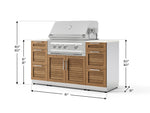 NewAge Outdoor Kitchens Outdoor Grill Island Stainless-Steel Louvered Doors 6-Piece Cabinet Set with 3 Drawers, Grill Cabinet, Platinum Grill and Dekton in Aeris Countertops - (Liquid Propane) 