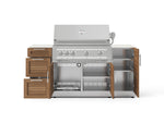 NewAge Outdoor Kitchens Outdoor Grill Island Stainless-Steel Louvered Doors 6-Piece Cabinet Set with 1 Door, 3 Drawer, Grill Cabinet, Platinum Grill and Dekton in Aeris Countertops - (Natural Gas) 