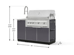 NewAge Outdoor Kitchens Outdoor Grill Island Aluminum 3-Piece Cabinet Set with Sink, Grill Cabinet and Platinum Grill-75266-Garage Giant 