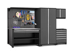 NewAge Garage Cabinets Pro Series 5-Piece Cabinet Set with Tool, Wall Cabinet, Locker, 62 in. Workstation, and Pegboard Accessories Kit-32645-Garage Giant 