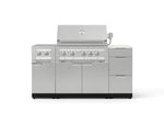 NewAge Outdoor Kitchens Outdoor Grill Island Stainless-Steel 6-Piece Cabinet Set with 3-Drawer, Grill Cabinet, Platinum Grill, Dual Side Burner and Dekton in Aeris Countertop - (Natural Gas) 
