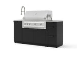 NewAge Outdoor Kitchens Outdoor Grill Island Stainless-Steel 5-Piece Cabinet Set with Sink, 3 Drawer, Grill Cabinet, Platinum Grill and Stainless Steel Countertop | 72389 