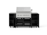 NewAge Outdoor Kitchens Outdoor Grill Island Aluminum 6-Piece Cabinet Set with Casters and 1 Door, Grill Cabinet, Platinum Grill, Countertops 