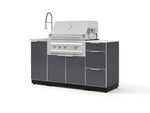 NewAge Outdoor Kitchens Outdoor Grill Island Aluminum 5-Piece Cabinet Set with Sink, 3 Drawer, Grill Cabinet, Platinum Grill and Stainless Steel Countertop - (Liquid Propane) | Garage Giant 
