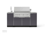 NewAge Outdoor Kitchens Outdoor Grill Island Aluminum 5-Piece Cabinet Set with Sink, 1 Door, Grill Cabinet, Platinum Grill and Stainless Steel Countertop-74646-Garage Giant 