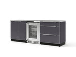 NewAge Outdoor Kitchens Aluminum 5-Piece Cabinet Set with 3-Drawer, 2-Door Cabinet, Countertops and Fridge-67580-Garage Giant 
