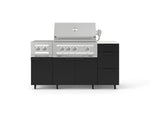 NewAge Outdoor Kitchens Outdoor Grill Island Stainless-Steel 6-Piece Cabinet Set with Casters and 3-Drawer, Grill Cabinet, Platinum Grill, Dual Side Burner and Dekton in Aeris Countertop - (Liquid Propane) 