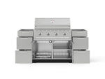 NewAge Outdoor Kitchens Outdoor Grill Island Stainless-Steel 5-Piece Cabinet Set with 3 Drawers, Grill Cabinet and Performance Grill - (Natural Gas) 