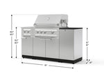 NewAge Outdoor Kitchens Outdoor Grill Island Stainless-Steel 6-Piece Cabinet Set with 1-Door, Grill Cabinet, Platinum Grill, Dual Side Burner and Dekton in Sirius Countertop - (Natural Gas) 