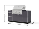 NewAge Outdoor Kitchens Outdoor Grill Island Aluminum 5-Piece Cabinet Set with 1 Door, 3 Drawer, Grill Cabinet and Platinum Grill - (Liquid Propane) 