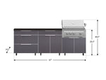 NewAge Outdoor Kitchens Aluminum 5-Piece Cabinet Set With Casters and 3 Drawer, Bar, Grill Cabinet, Platinum Grill, Countertop-72573-Garage Giant 
