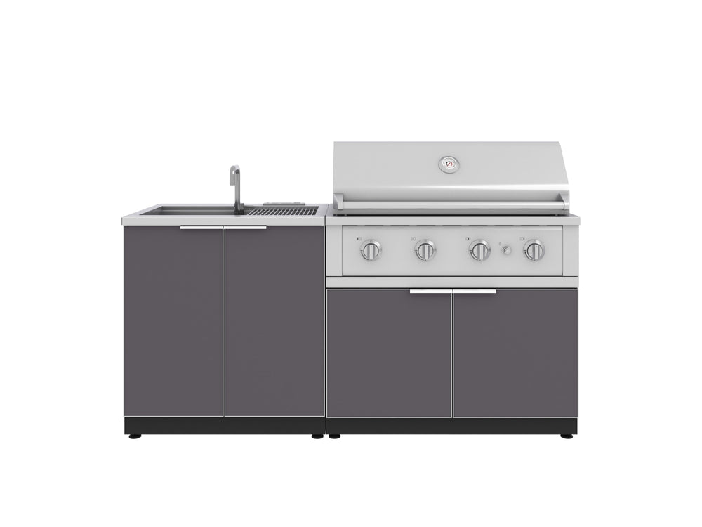 NewAge Outdoor Kitchens Aluminum 3-Piece Cabinet Set with Sink, Grill Cabinet and Performance Grill-67373-Garage Giant