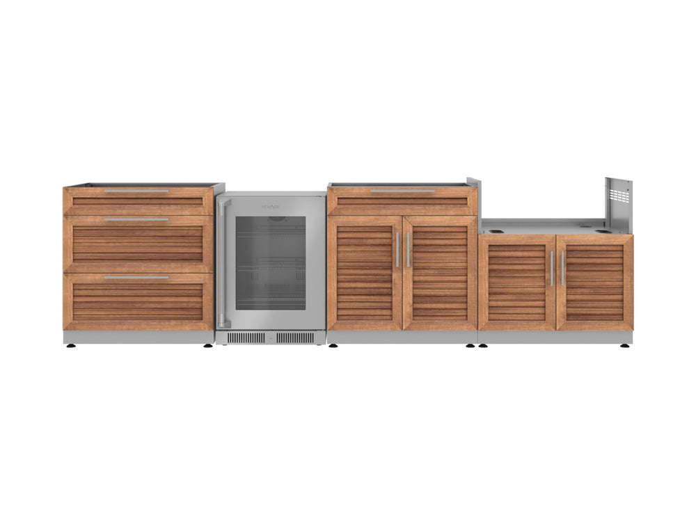 NewAge Outdoor Kitchens Stainless Steel 4-Piece Cabinet Set with 3-Drawer, Bar, Grill Cabinet and Fridge-67904-Garage Giant