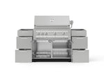 NewAge Outdoor Kitchens Outdoor Grill Island Stainless-Steel 5-Piece Cabinet Set with 3 Drawers, Grill Cabinet and Platinum Grill - (Liquid Propane) 