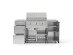 NewAge Outdoor Kitchens Outdoor Grill Island Stainless-Steel 6-Piece Cabinet Set with Casters 1 Door, 3 Drawer, Grill Cabinet, Performance Grill, Countertops 