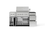 NewAge Outdoor Kitchens Outdoor Grill Island Stainless-Steel 6-Piece Cabinet Set with 3-Drawer, Grill Cabinet, Platinum Grill, Dual Side Burner and Dekton in Sirius Countertop - (Liquid Propane) 