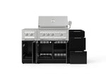 NewAge Outdoor Kitchens Outdoor Grill Island Aluminum 5-Piece Cabinet Set with 3-Drawer, Grill Cabinet, Dual Side Burner and Platinum Grill - (Natural Gas) 
