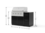 NewAge Outdoor Kitchens Outdoor Grill Island Aluminum 4-Piece Cabinet Set with 3-Drawer, Grill Cabinet, Performance Grill and Countertop - (Liquid Propane) 