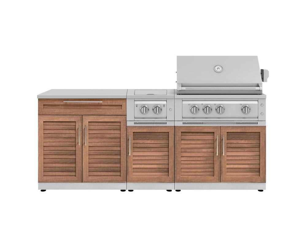 NewAge Outdoor Kitchens Stainless Steel 6-Piece Cabinet Set with Platinum Grill, Dual Side Burner, Bar and Grill Cabinet and Stainless Steel Countertop.-71557-Garage Giant