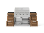 NewAge Outdoor Kitchens Outdoor Grill Island Stainless-Steel Louvered Doors 6-Piece Cabinet Set with 3 Drawers, Grill Cabinet, Performance Grill and Dekton in Sirius Countertops - (Liquid Propane) 