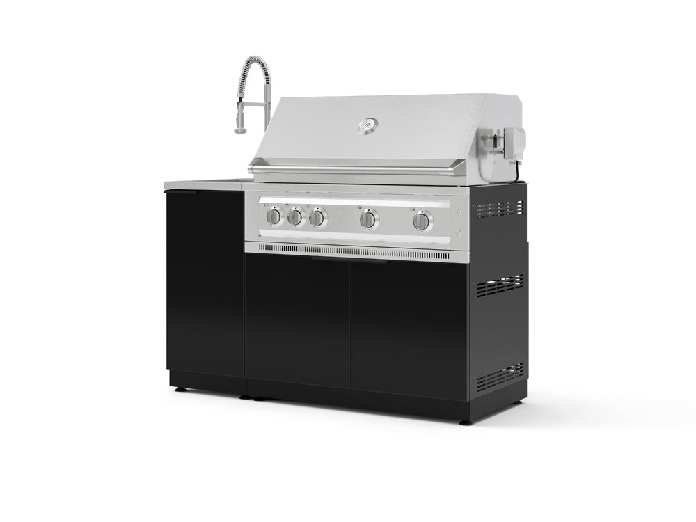 NewAge Outdoor Kitchens Outdoor Grill Island Aluminum 3-Piece Cabinet Set with Sink, Grill Cabinet, and Platinum Grill | 76344