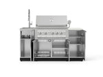 NewAge Outdoor Kitchens Outdoor Grill Island Stainless-Steel 5-Piece Cabinet Set with Sink, 1 Door, Grill Cabinet, Platinum Grill and Stainless Steel Countertop - (Natural Gas) 