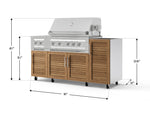 NewAge Outdoor Kitchens Outdoor Grill Island Stainless-Steel Louvered Doors 5-Piece Cabinet Set with Casters and 1-Door, Grill Cabinet, Dual Side Burner and Platinum Grill - (Liquid Propane) 