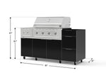 NewAge Outdoor Kitchens Outdoor Grill Island Aluminum 5-Piece Cabinet Set with Casters and 3-Drawer, Grill Cabinet, Side Burner and Performance Grill - (Liquid Propane) 