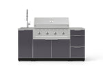 NewAge Outdoor Kitchens Outdoor Grill Island Aluminum 5-Piece Cabinet Set with Sink, 3 Drawer, Grill Cabinet, Performance Grill and Stainless Steel Countertop-75591-Garage Giant 