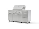 NewAge Outdoor Kitchens Outdoor Grill Island Stainless-Steel 6-Piece Cabinet Set with Casters and 3-Drawer, Grill Cabinet, Platinum Grill, Dual Side Burner, Countertop-74881-Garage Giant 